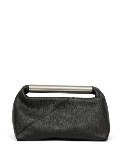 Mm6 Maison Margiela Metal-handle Leather Tote Bag In Black