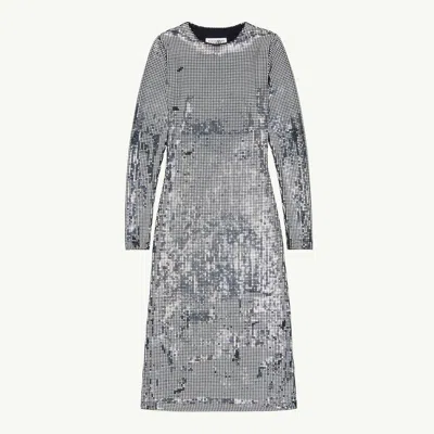Mm6 Maison Margiela Metallic Midi Dress In Gray