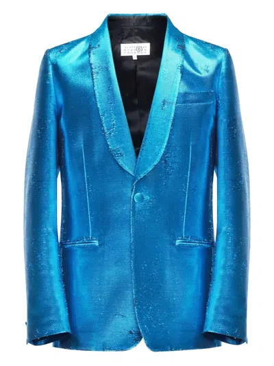 Mm6 Maison Margiela Metallic Shawl-lapel Blazer In Blue
