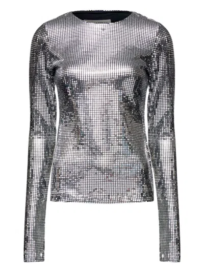 Mm6 Maison Margiela Metallic Long-sleeve T-shirt In Silver