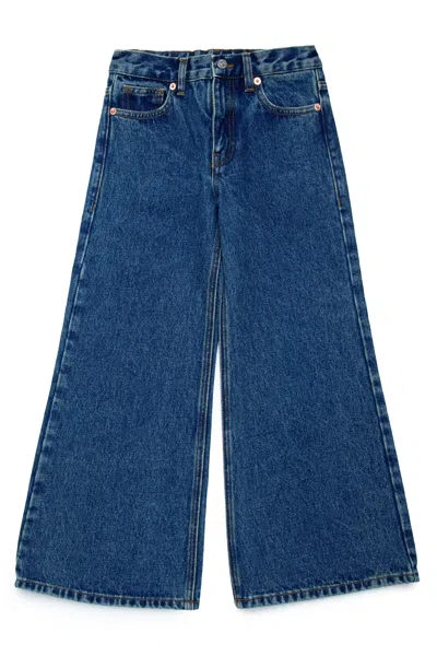 Mm6 Maison Margiela Kids' Wide Leg Cotton Jeans In Blue