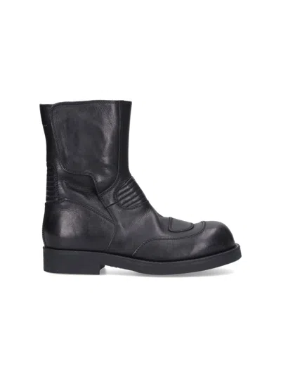 Mm6 Maison Margiela Leather Biker Boot In Black