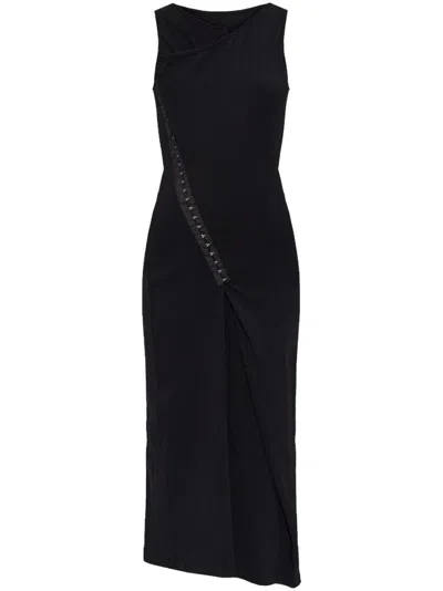 MM6 MAISON MARGIELA MID-LENGTH BLACK FINE RIBBED DRESS