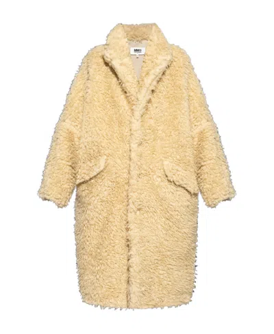 Mm6 Maison Margiela Mid-length Oversized Coat In Nude