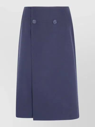 Mm6 Maison Margiela Mid Length Skirt Front And Back Slits In Blue