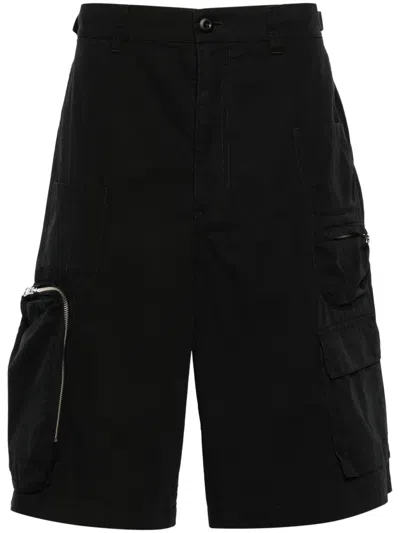 Mm6 Maison Margiela Mid-rise Cotton Cargo Shorts In Black