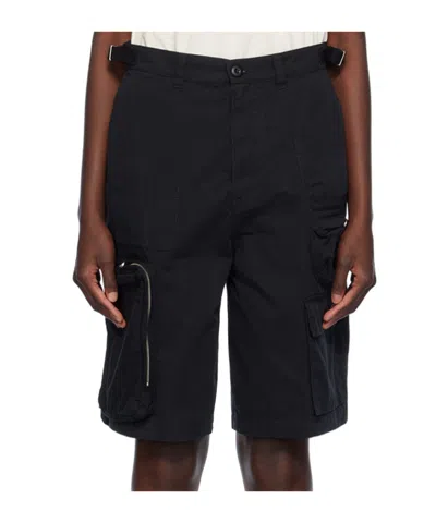 Mm6 Maison Margiela Mid-rise Cotton Cargo Shorts In Black