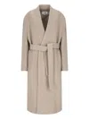 Mm6 Maison Margiela Belted Long Length Jacket With Back Seam In Beige