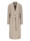 Mm6 Maison Margiela Midi Coat With Belt - Beige