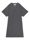 Mm6 Maison Margiela V-neckline Midi Dress Asymmetric Seam In Gray