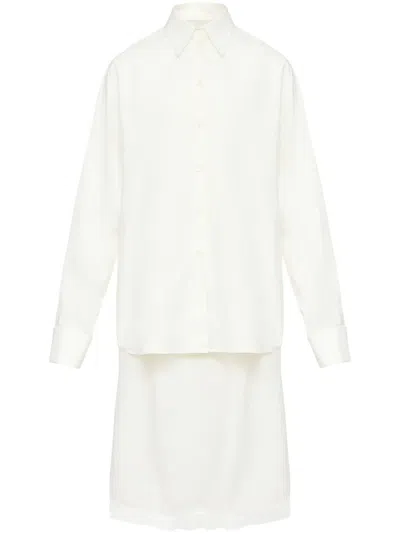 Mm6 Maison Margiela Cotton Poplin Midi Dress In White