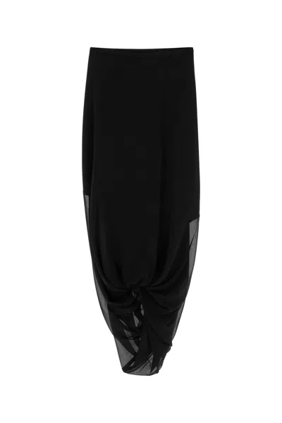 Mm6 Maison Margiela Draped Sheer Overlay Skirt In Black