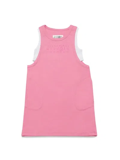 Mm6 Maison Margiela Mini Casual Dress For Kids In Pink