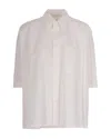 Mm6 Maison Margiela White Oversized Solid Shirt In Pink