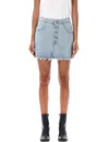 Mm6 Maison Margiela Raw-edge Denim Mini Skirt In Blue