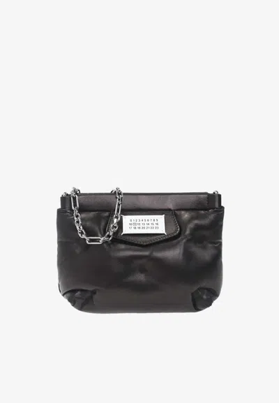 Mm6 Maison Margiela Mini Glam Slam Red Carpet Leather Crossbody Bag In Black