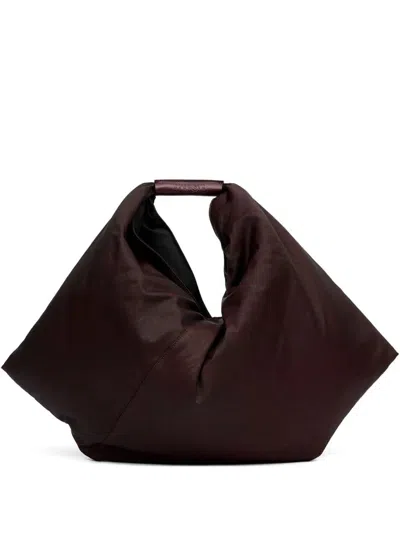 Mm6 Maison Margiela Mini Japanese Leather Tote Bag In Brown