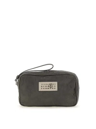 Mm6 Maison Margiela Mini Leather Clutch In Black