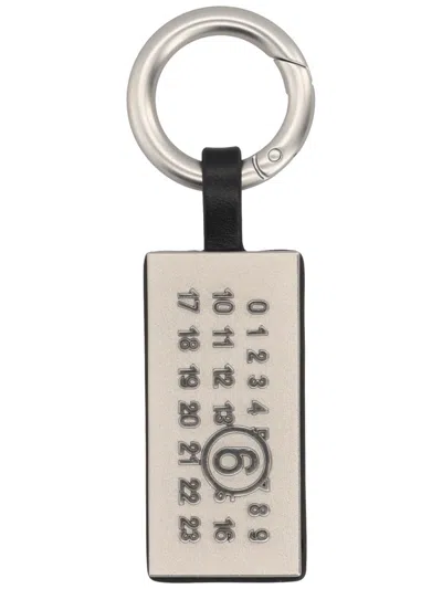 Mm6 Maison Margiela Mini Leather Key Holder In Neutral