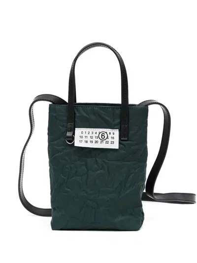 Mm6 Maison Margiela Canvas Handbag With Rectangular Shape And Top Handles In Green