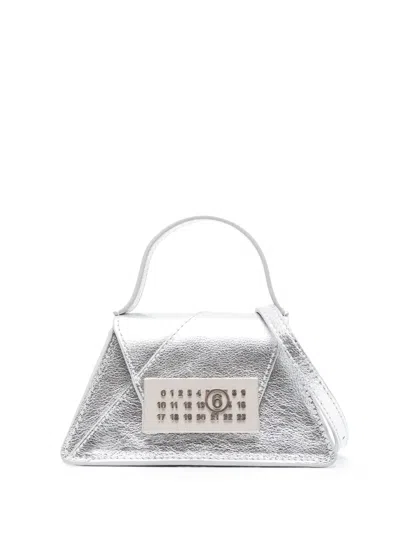 Mm6 Maison Margiela Numbers-motif Leather Crossbody Bag In Grey