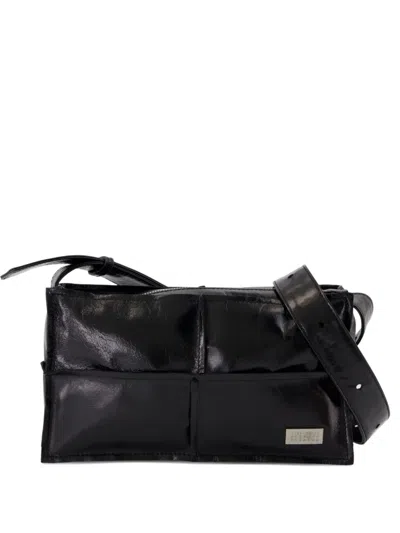 Mm6 Maison Margiela Mini Panelled Leather Crossbody Bag In Black