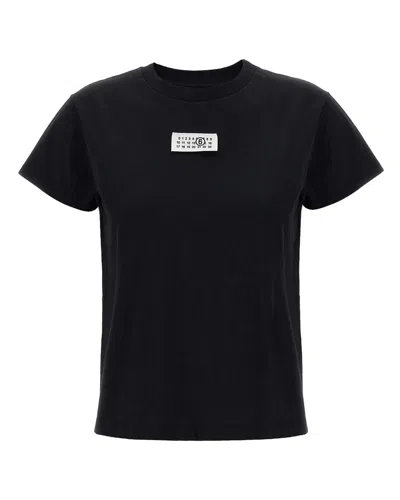 Mm6 Maison Margiela Mini T-shirt With Unique Application For Women In Black
