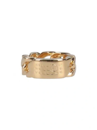 Mm6 Maison Margiela Minimal Chain-link Ring In Gold