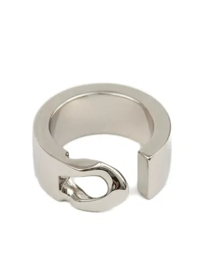 Mm6 Maison Margiela Minimal Logo 3mm Ring In Silver