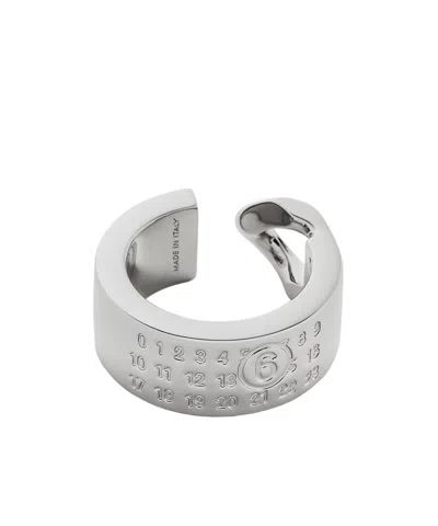 Mm6 Maison Margiela Minimal Logo 3mm Ring In Silver