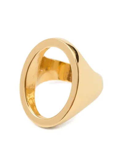 Mm6 Maison Margiela Minimal Logo 4mm Ring In Gold