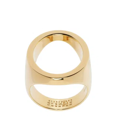 Mm6 Maison Margiela Minimal Logo 4mm Ring In Gold