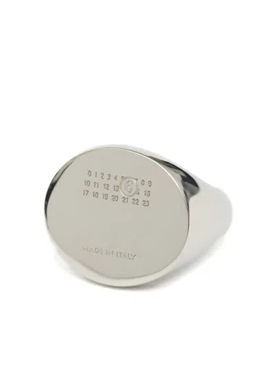 Mm6 Maison Margiela Minimal Logo 4mm Ring In Silver