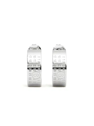 Mm6 Maison Margiela Minimal Logo 8mm Earrings In Metallic