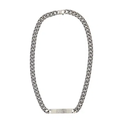 Mm6 Maison Margiela Minimal Logo Id Tag Necklace - Metal - Silver