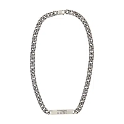 Mm6 Maison Margiela Minimal Logo Id Tag Necklace In Metallic