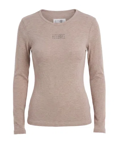 Mm6 Maison Margiela Minimal Solidcolor Knit Sweater In Nude