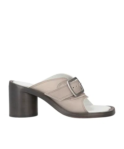Mm6 Maison Margiela Minimalist Leather Slide Sandals In Black