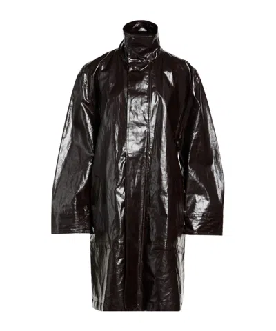 Mm6 Maison Margiela Minimalist Long-sleeve Jacket In Brown