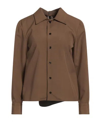 Mm6 Maison Margiela Minimalist Solidcolor Shirt In Brown