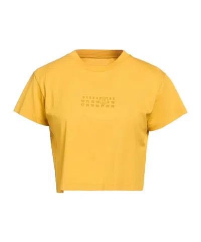 Mm6 Maison Margiela Minimalist Solidcolor Shortsleeve Tshirt In Yellow