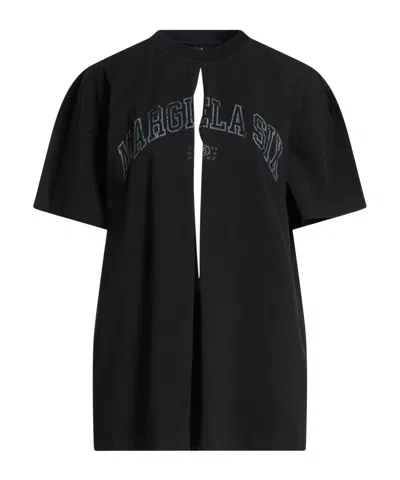 Mm6 Maison Margiela Minimalistprint Shortsleeve Tshirt In Black