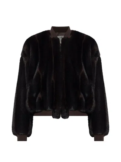 Mm6 Maison Margiela Mink Fur Jacket In Brown