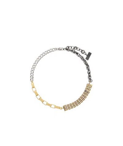 Mm6 Maison Margiela Mixed Chain Necklace In 964 Yellow Gold/pall