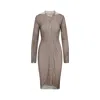 Mm6 Maison Margiela Knee-length Asymmetric Hem Cardigan With Ribbed Texture In Brown