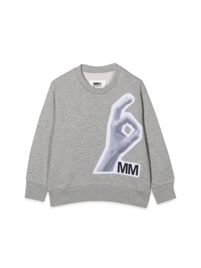 Mm6 Maison Margiela Kids' Mm Ok Crewneck Sweatshirt In Grey