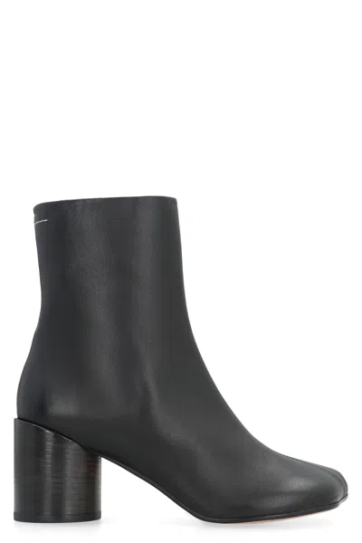 Mm6 Maison Margiela Mm6 Anatomic Square-toe Leather Ankle Boots In Black