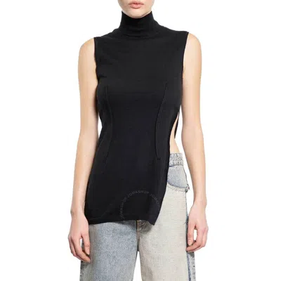 Mm6 Maison Margiela Mm6 Asymmetric Turtleneck Sleeveless Top In Black