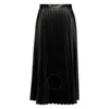 Mm6 Maison Margiela Pleated Faux Leather Midi Skirt In Black