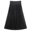 Mm6 Maison Margiela Pleated Faux Leather Midi Skirt In Black